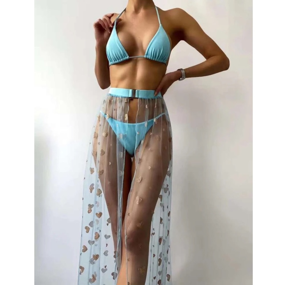NWT 3 Piece Bikini & Skirt Set — M